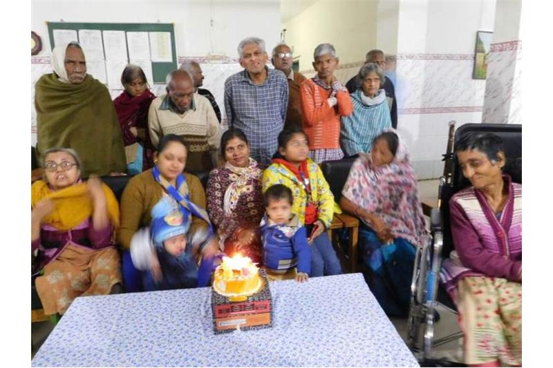 Birthday celebrations of a lovely one year child with the residents of Cheshire Home today.