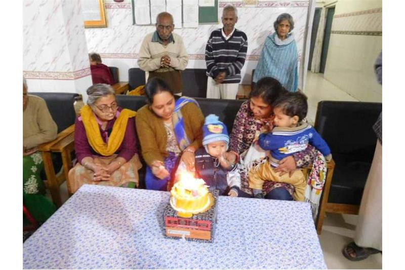 Birthday celebrations of a lovely one year child with the residents of Cheshire Home today.