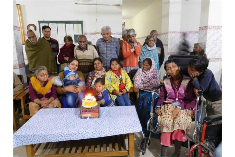 Birthday celebrations of a lovely one year child with the residents of Cheshire Home today.