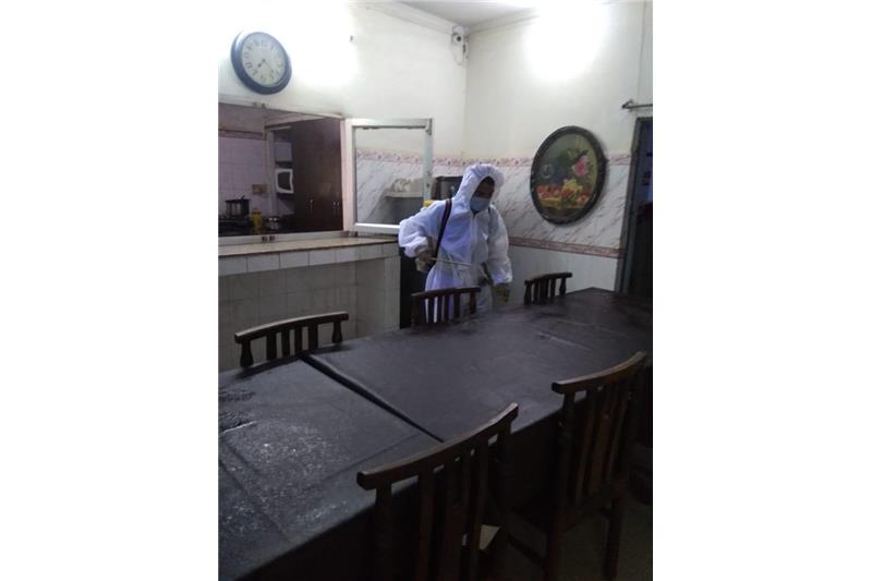 Sanitisation of the Home is carried out every day with Sodium Hypochlorite from inside home to main gate including cottages.