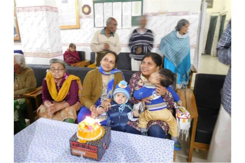 Birthday celebrations of a lovely one year child with the residents of Cheshire Home today.
